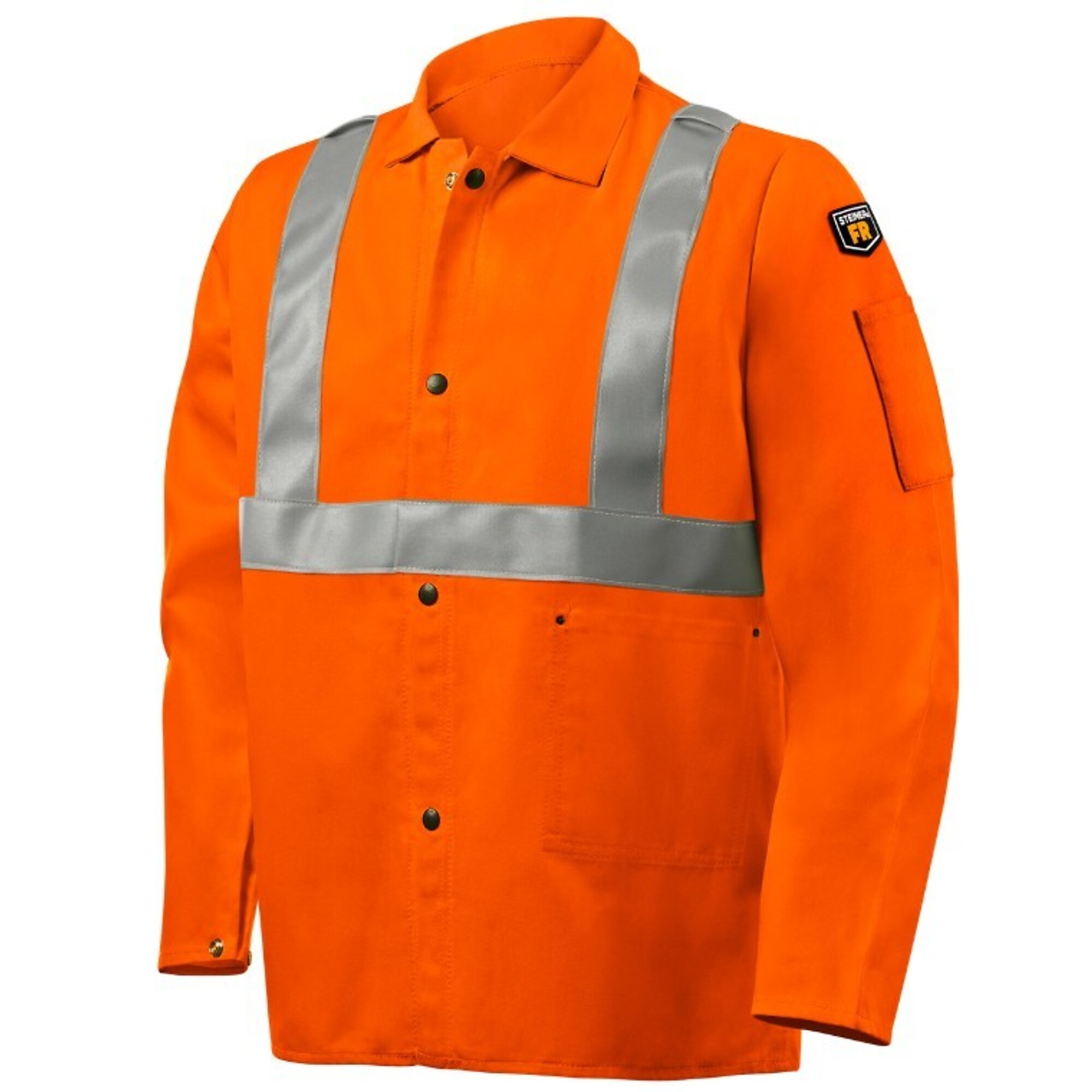 Steiner, 9 oz FR Cotton Jacket - 30" Orange With FR Silver Reflective Stripes, Model : 1040RS